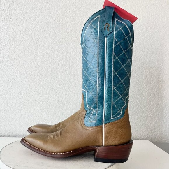 Rod Patrick Womens Cowboy Boots 8AA Brown Turquoise Western Cowgirl Square Toe - Picture 4 of 12